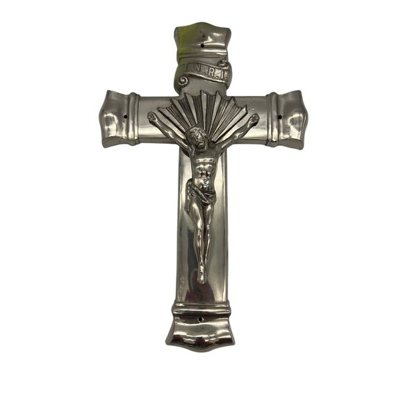 Elgin Other - Vintage Elgin 80 Wall Crucifix INRI Jesus Cross Metal Religious Decor